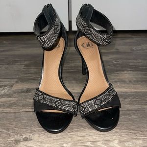 Black and silver studded heels